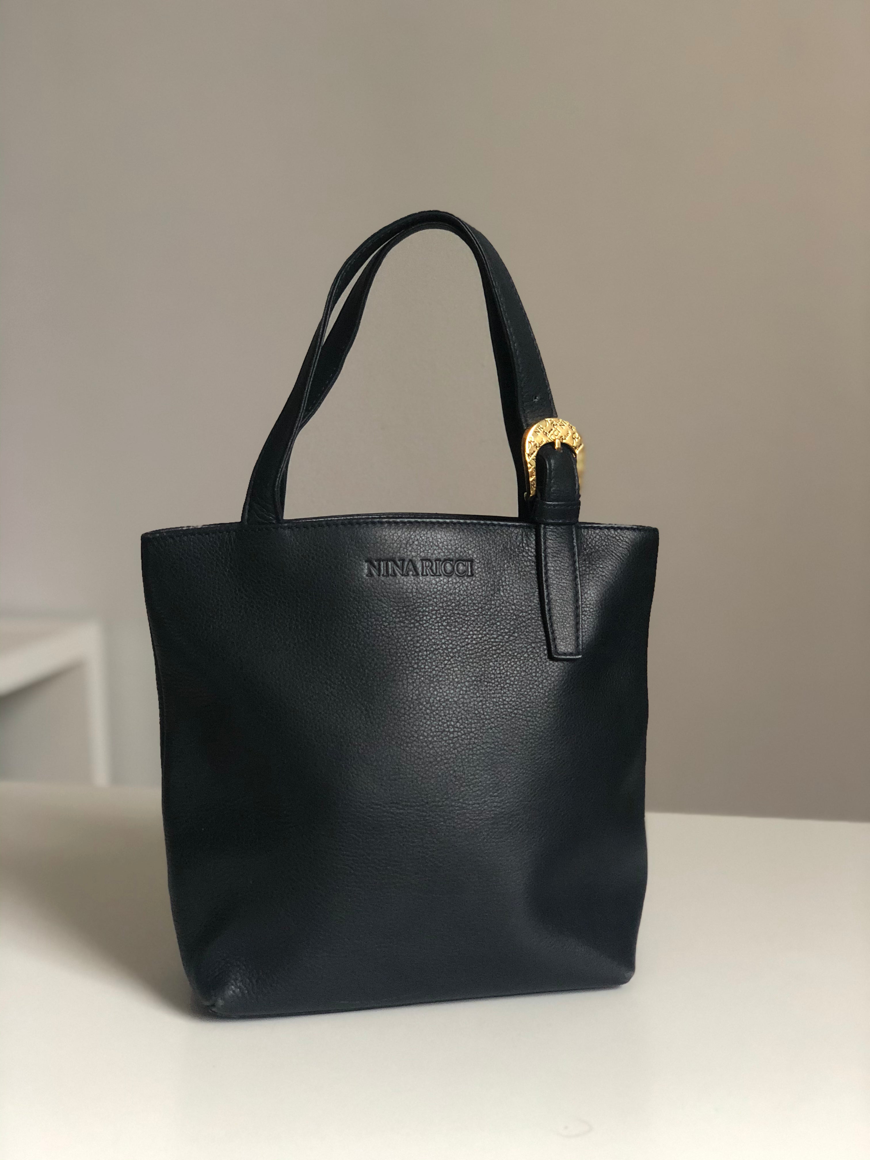 Nina Ricci Dark Blue Small Leather Tote | Vintage Jewelry - BOÎTE