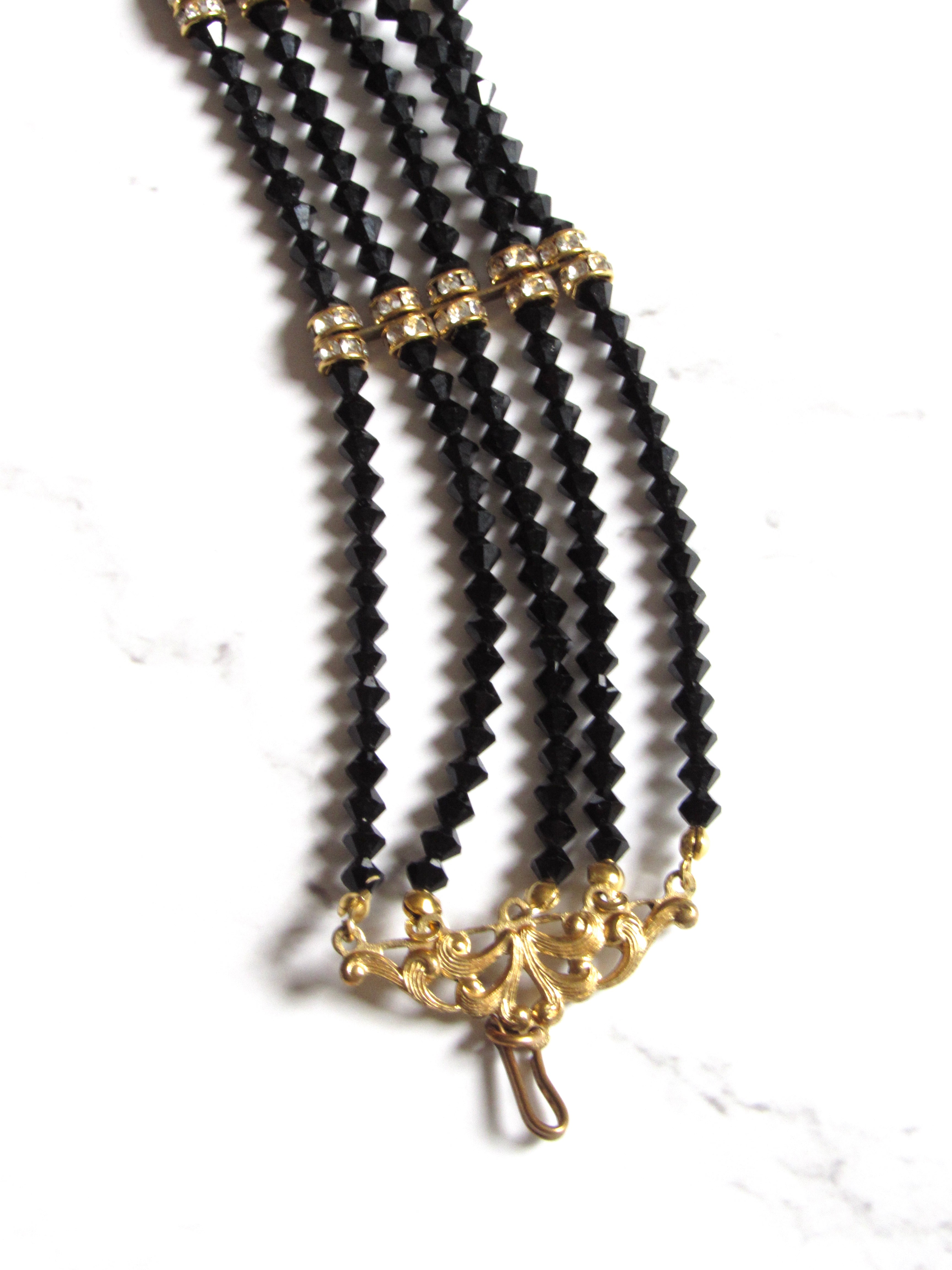 White House Black Market WHBM Multi Strand Layered Black Faceted Bead  Necklace | eBay