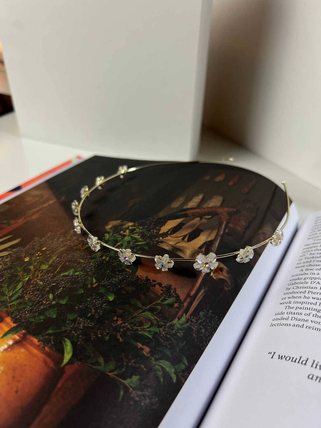 Floral Daisy Crystals Gold Headband