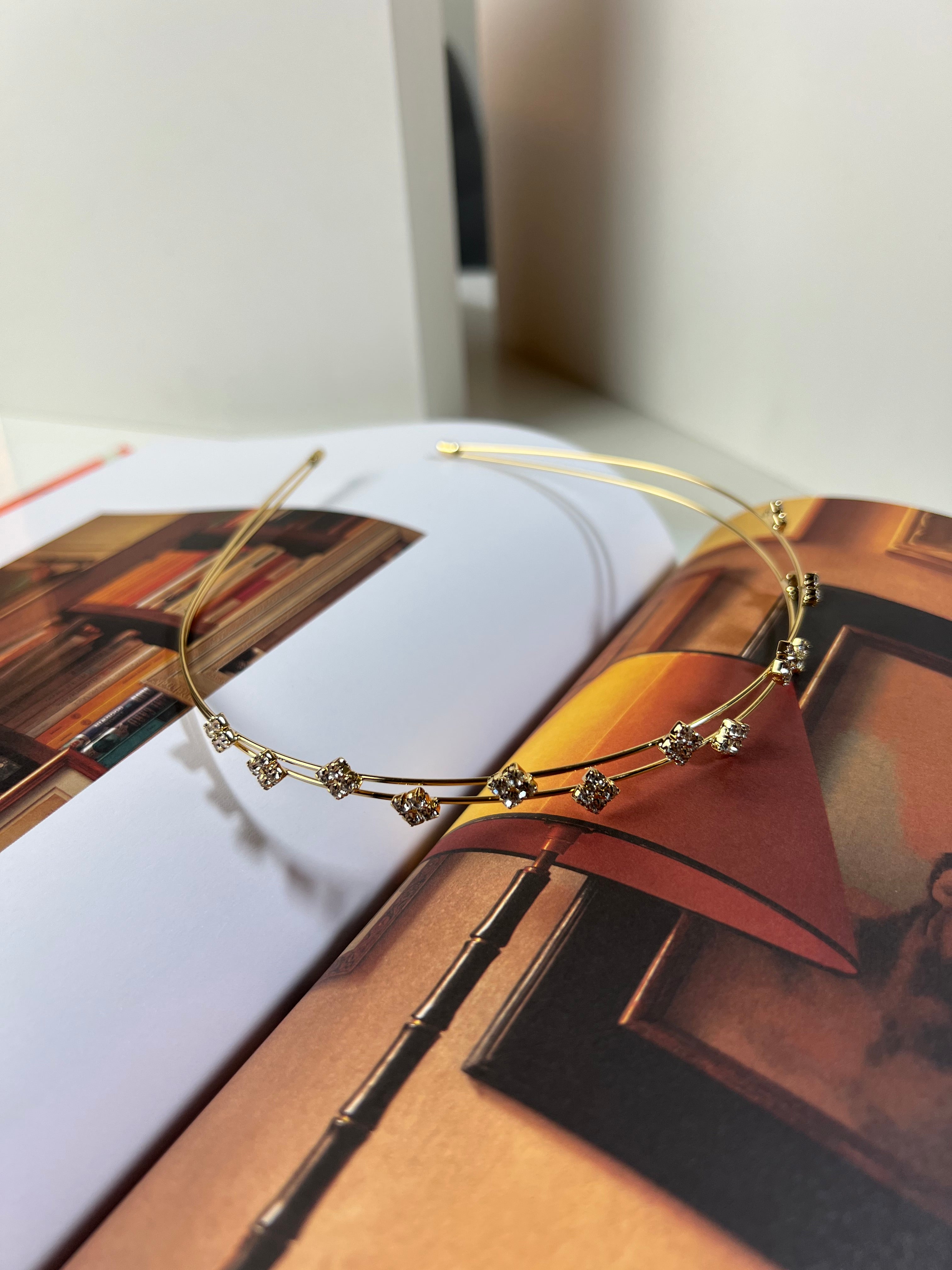 Rhombus Crystals Gold Double Headband