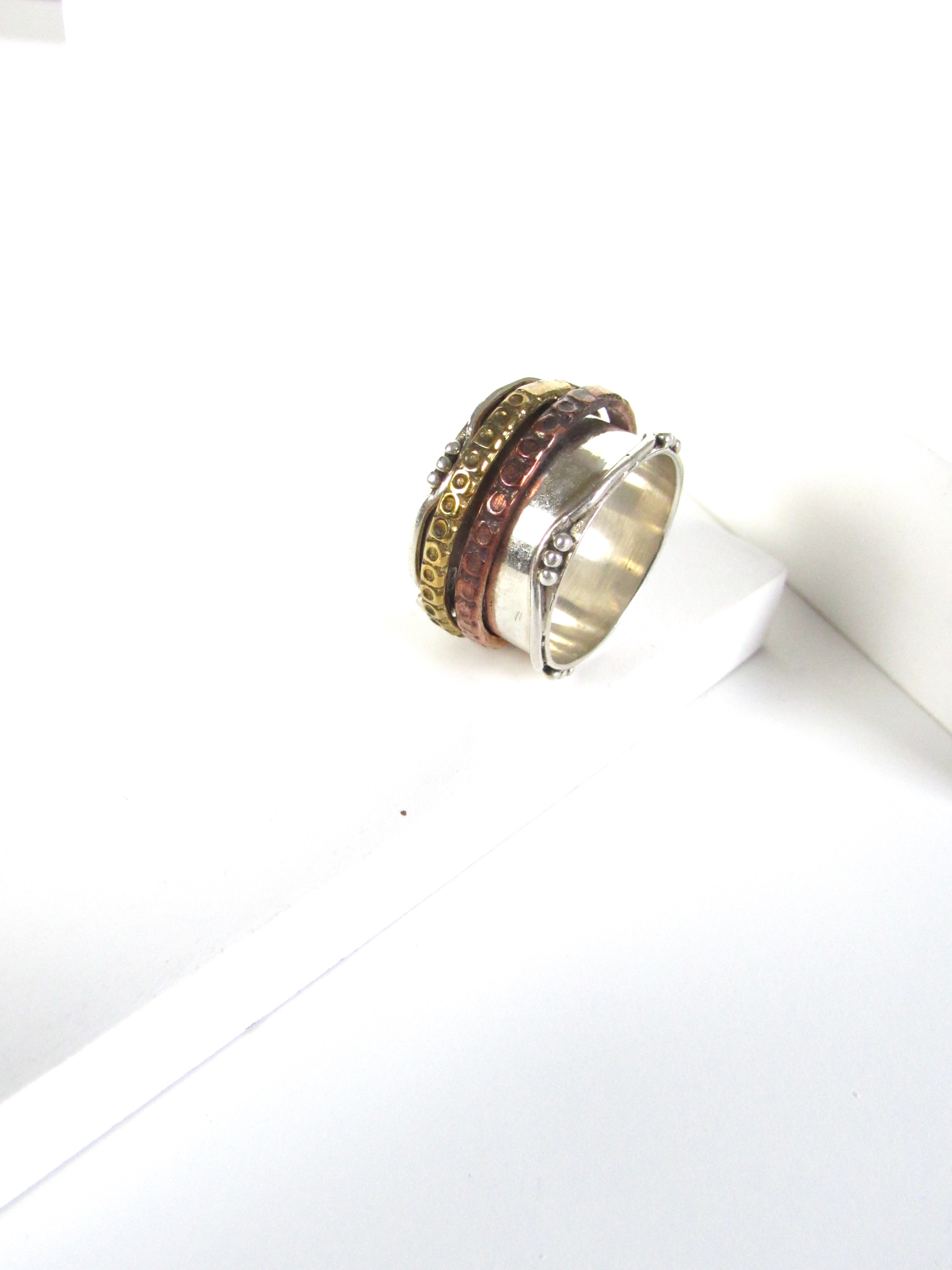Vintage Yellow & Rose Gold Silver Spinner Ring