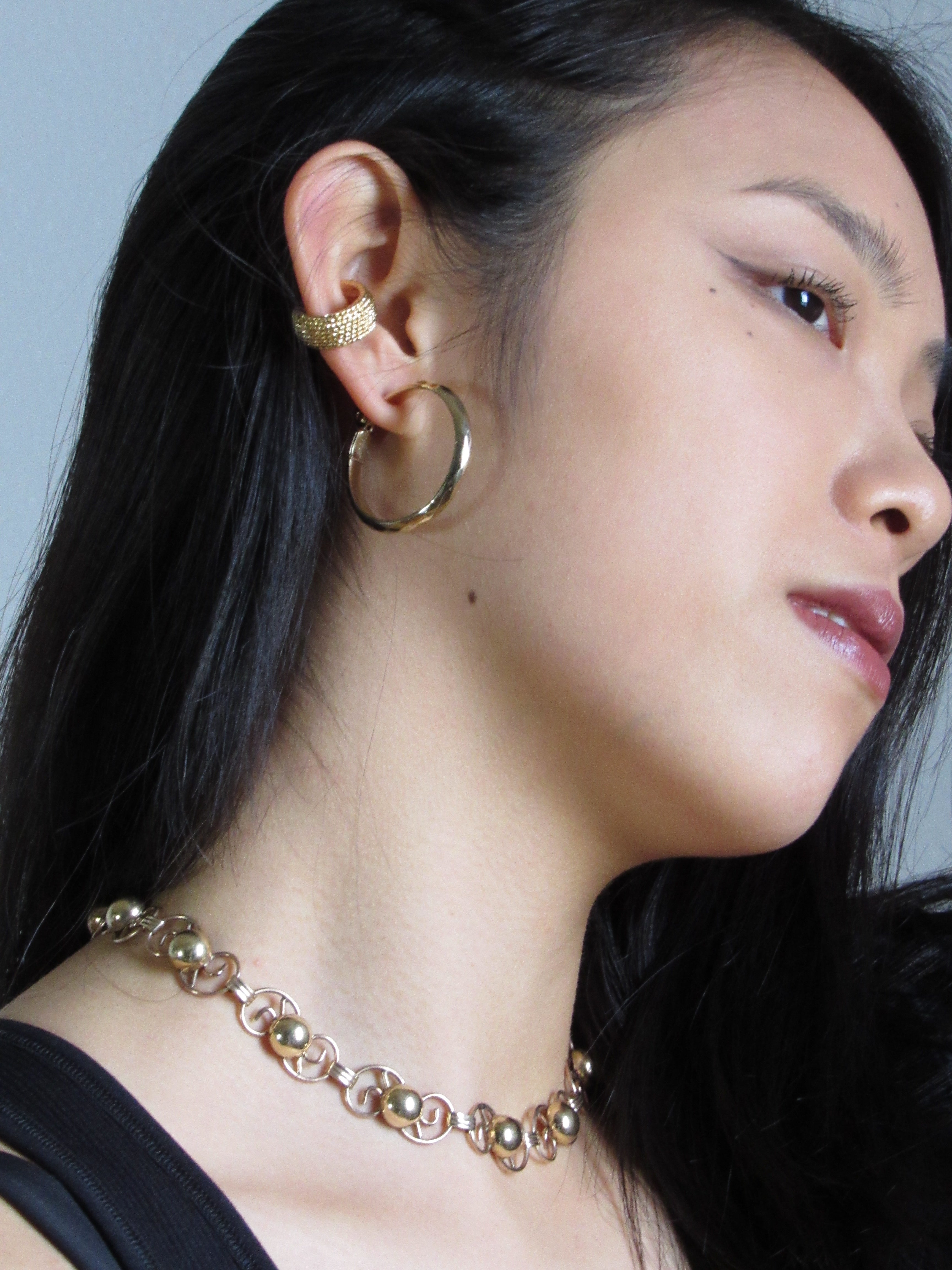 Monet Rugged Gold Hoop Earrings