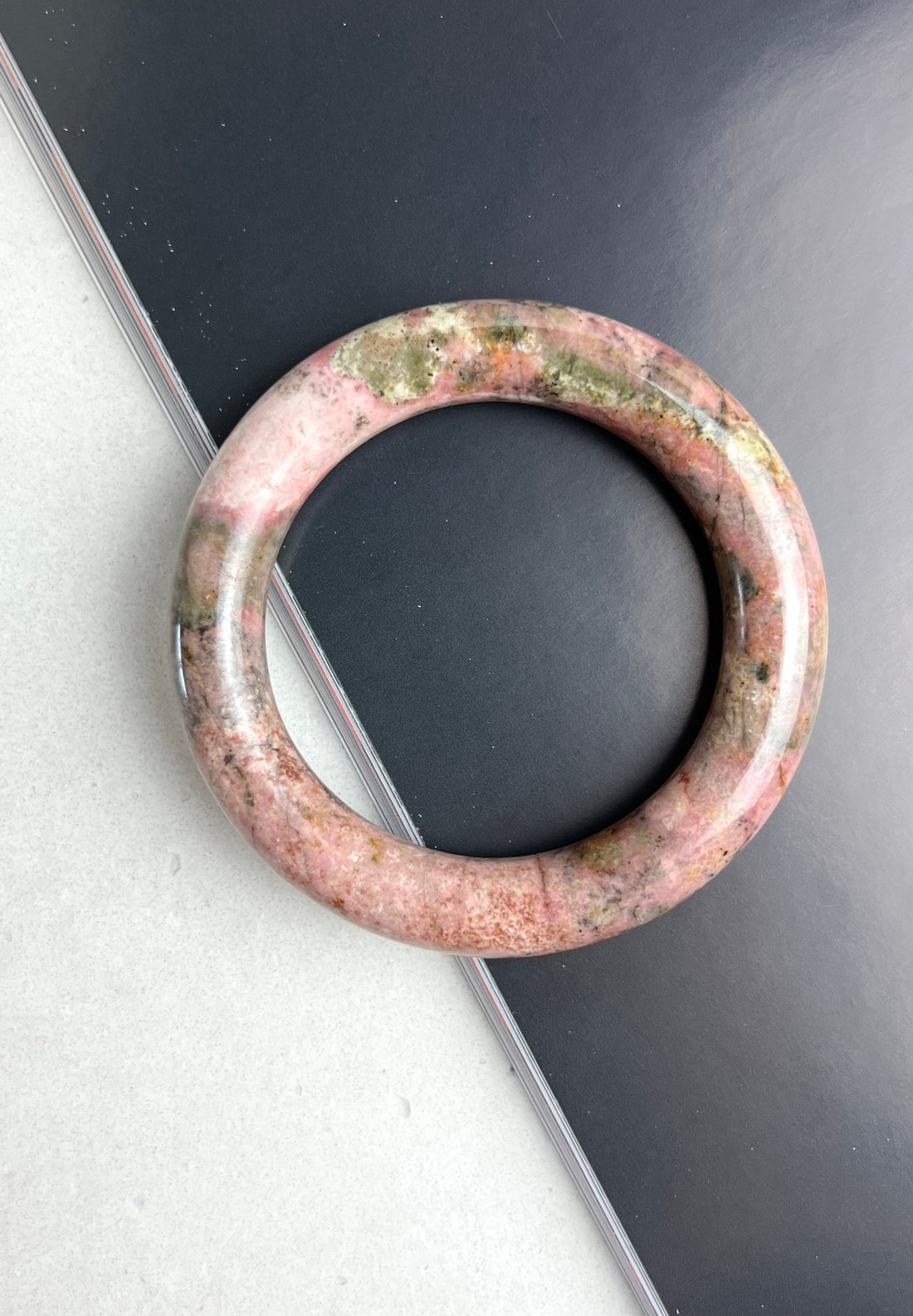 Multicolor Pink Natural Rhodonite Bangle