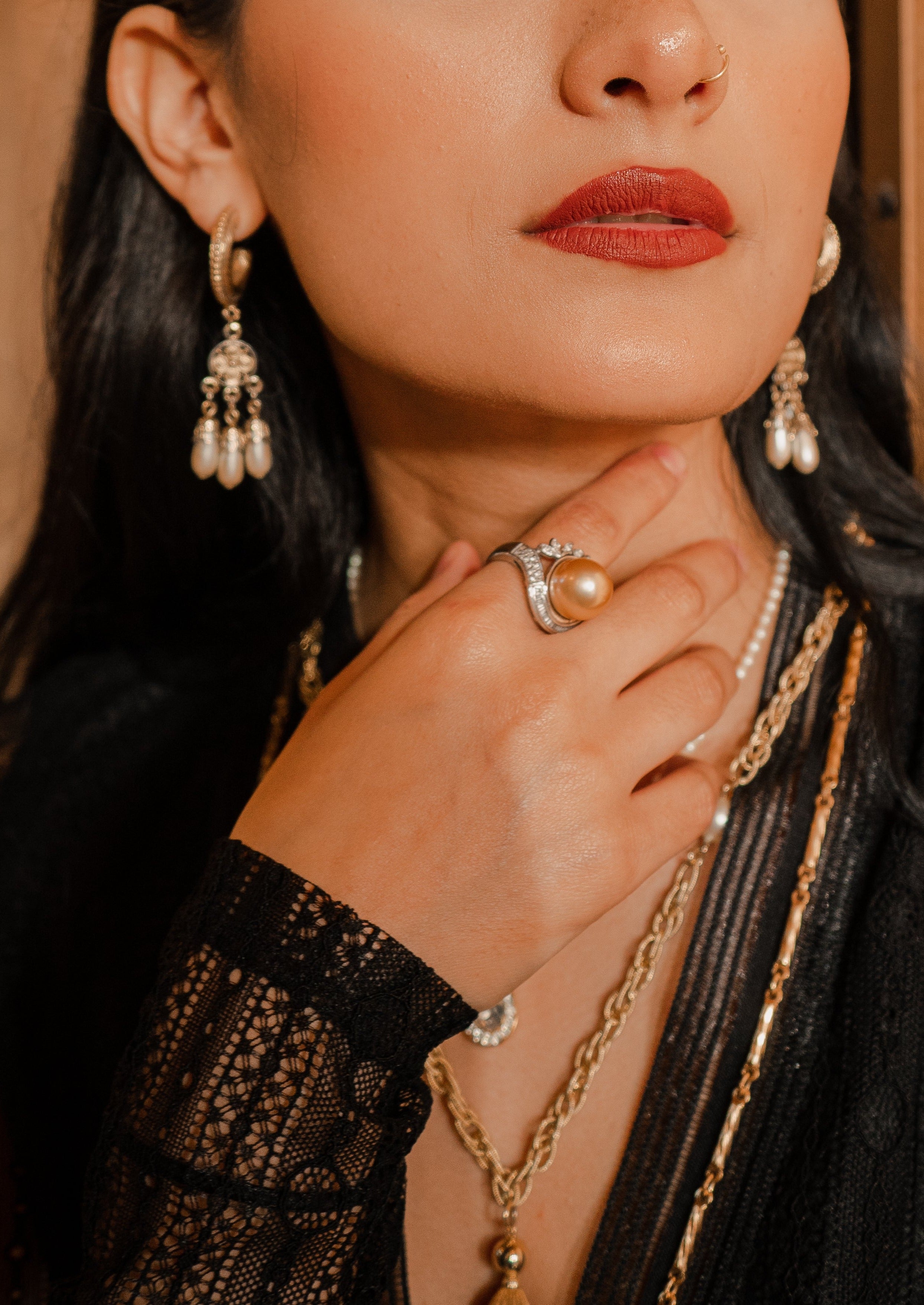 Champagne AAA South Sea Pearl White Gold Ring