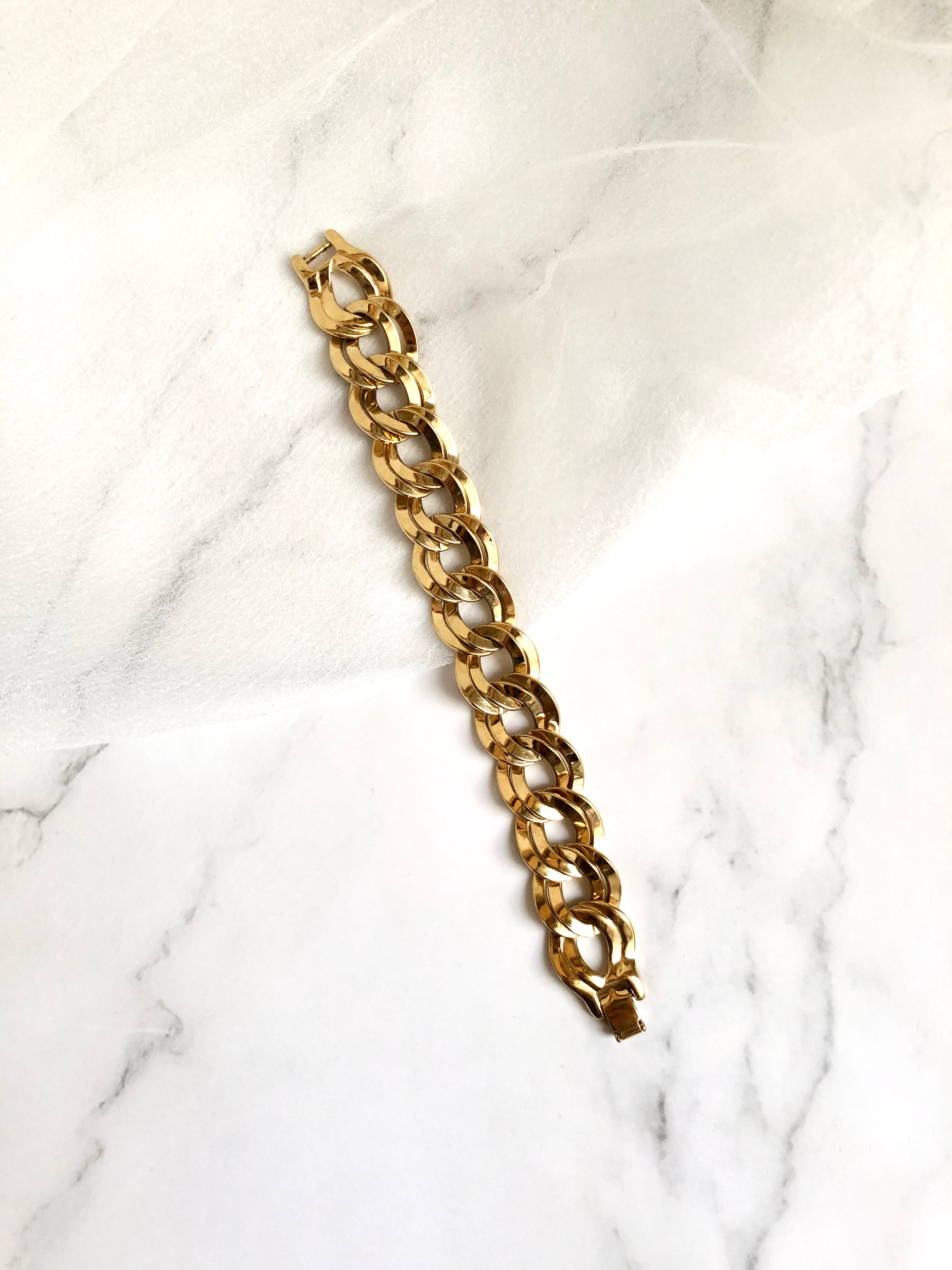 Monet Chunky Gold Double Curb Chain Bracelet