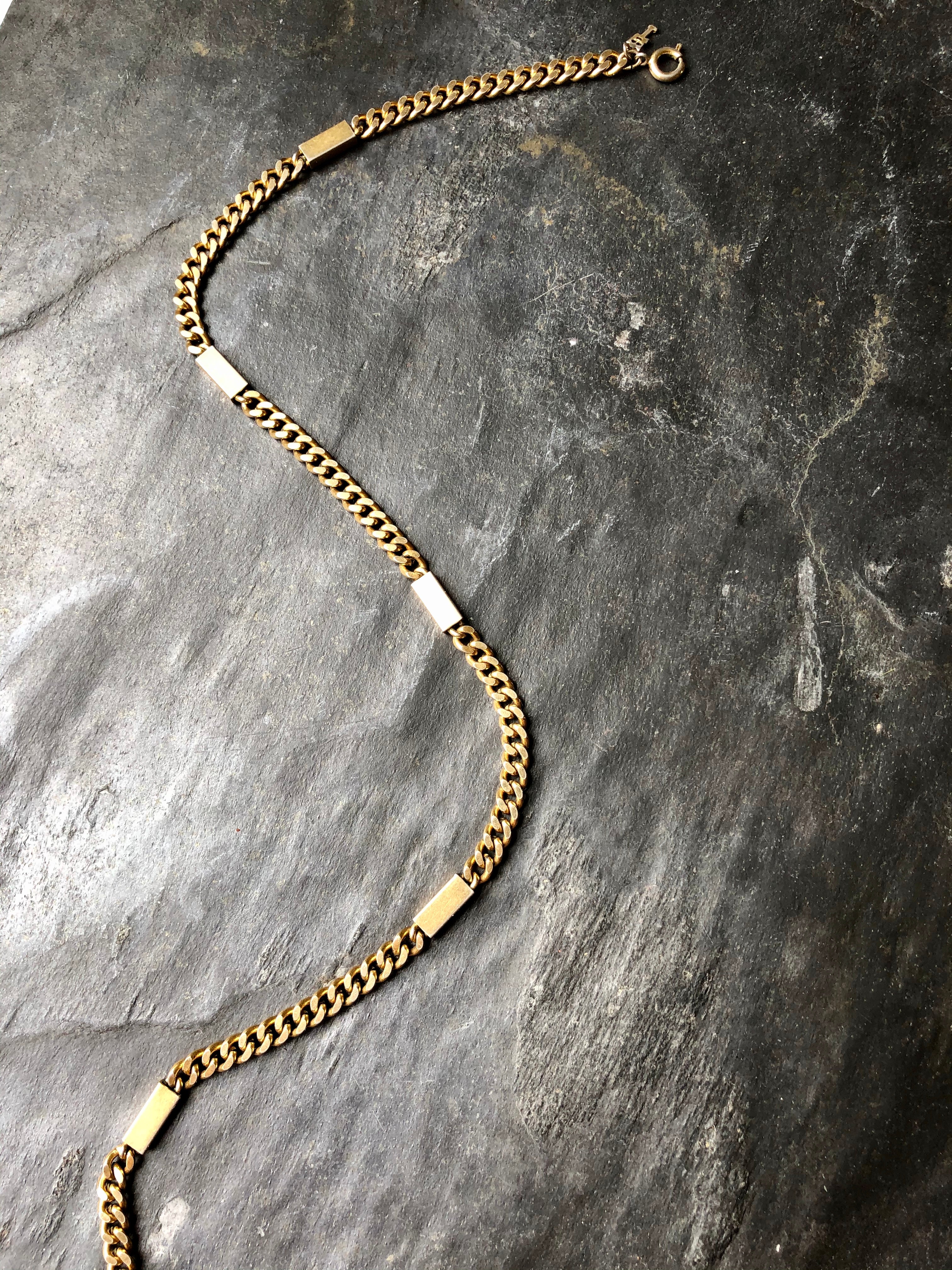 Trifari Rectangle Gold Curb Chain Choker Necklace