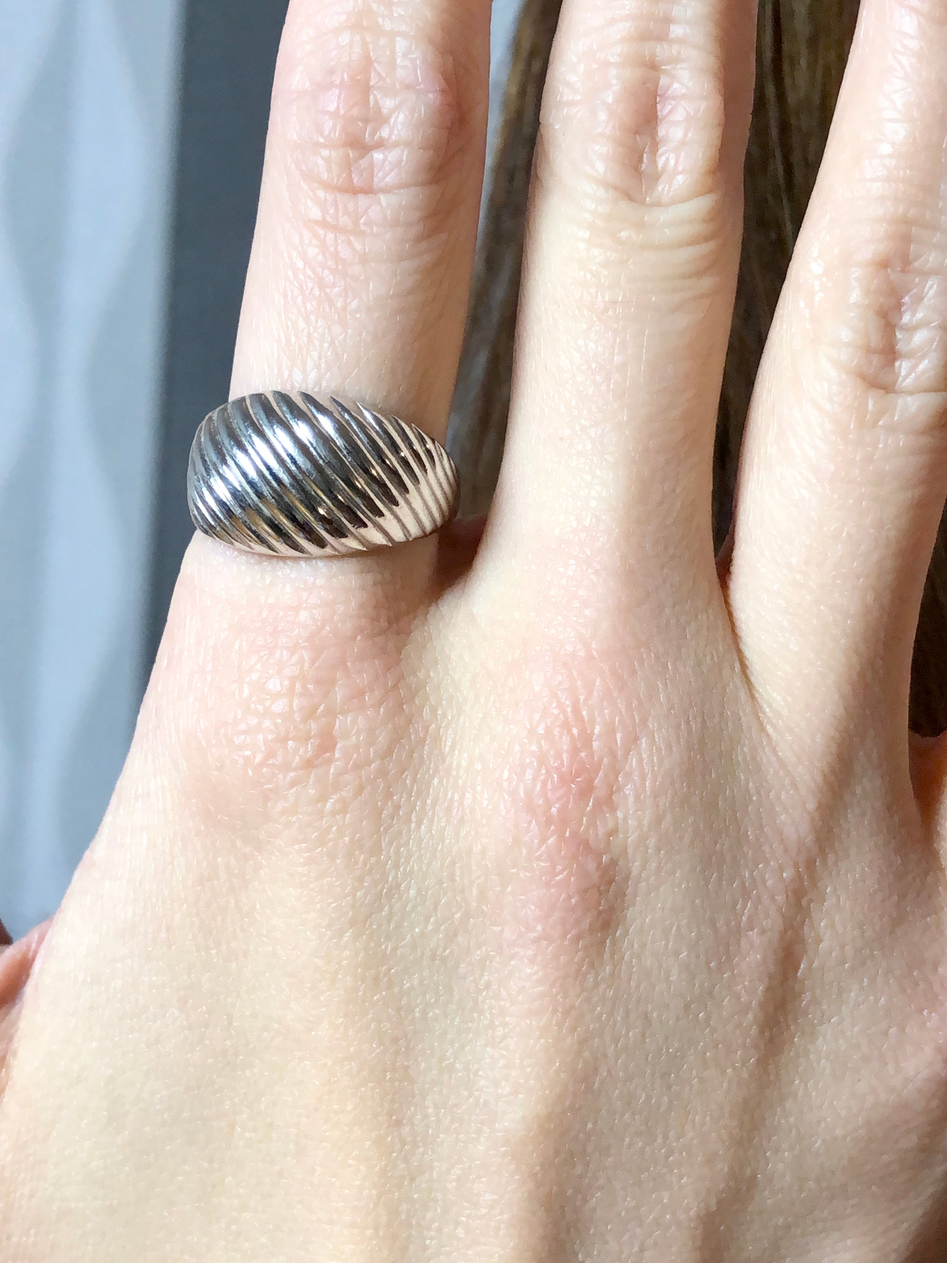 Vintage Sterling Silver Ribbed Dome Ring