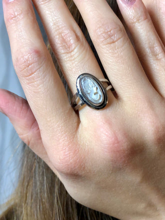 Sarah Coventry Craving Women White Cameo Silver Cocktail Ring