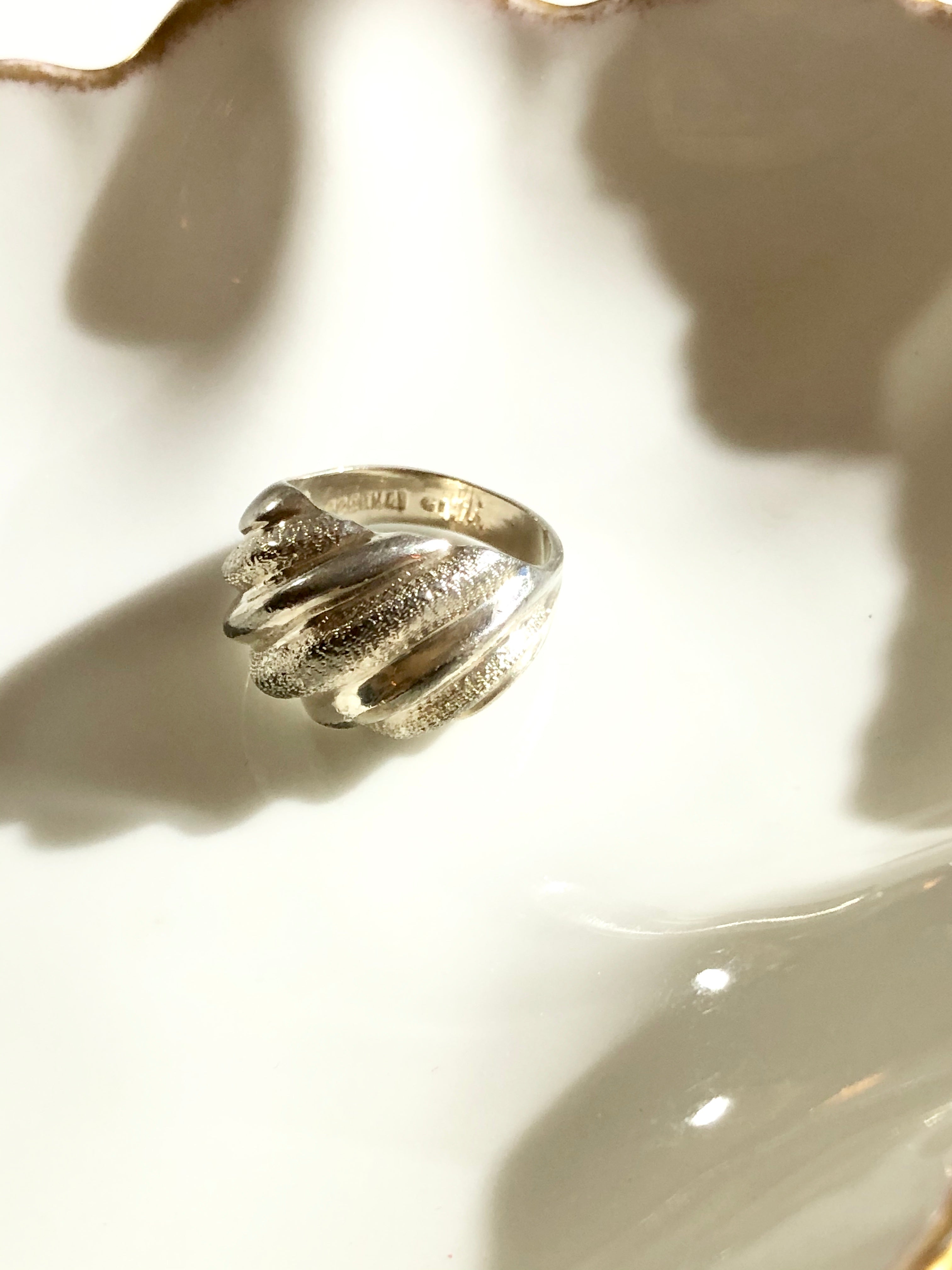 Vintage Silver Ripple Dome Ring