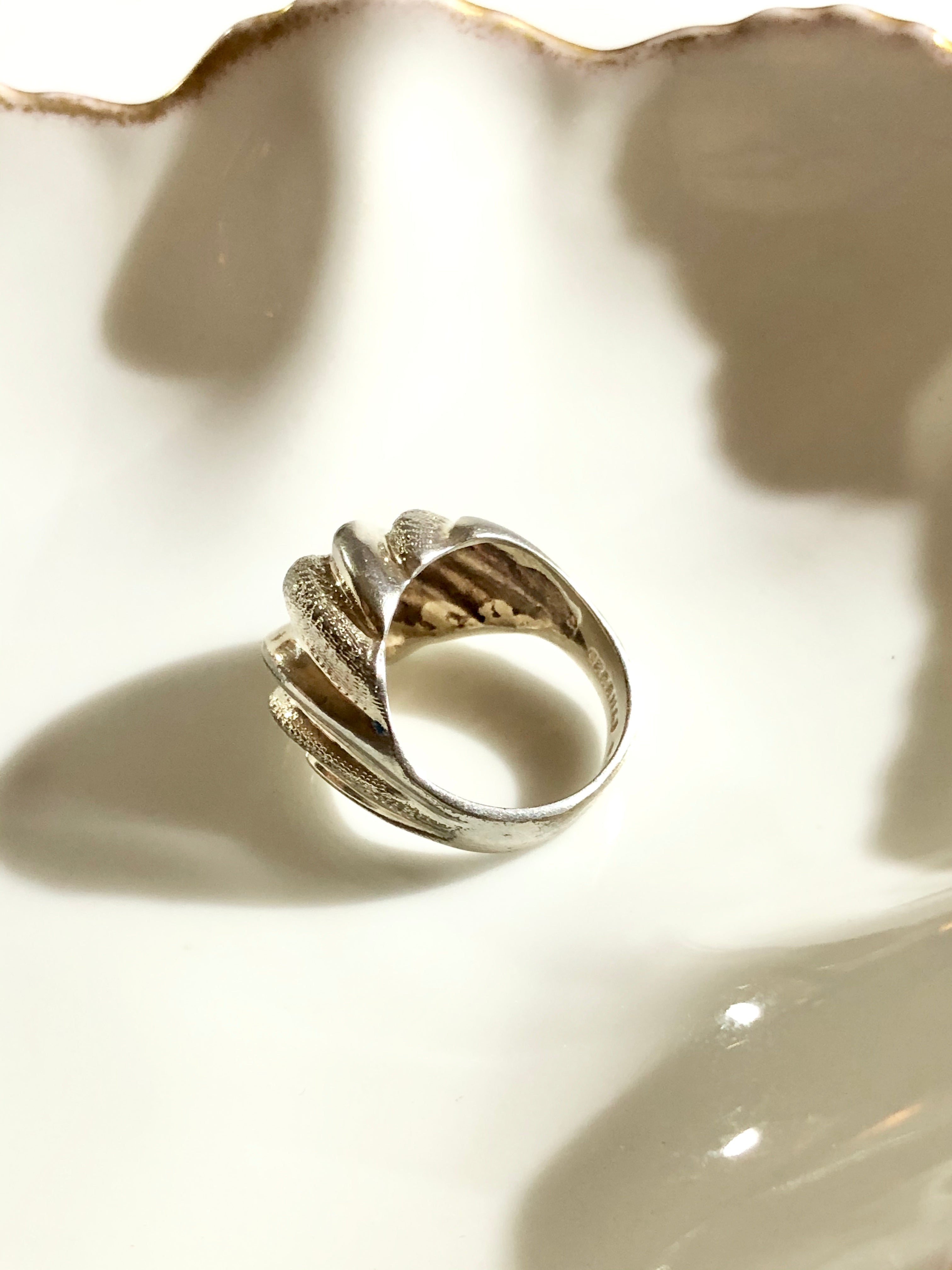 Vintage Silver Ripple Dome Ring