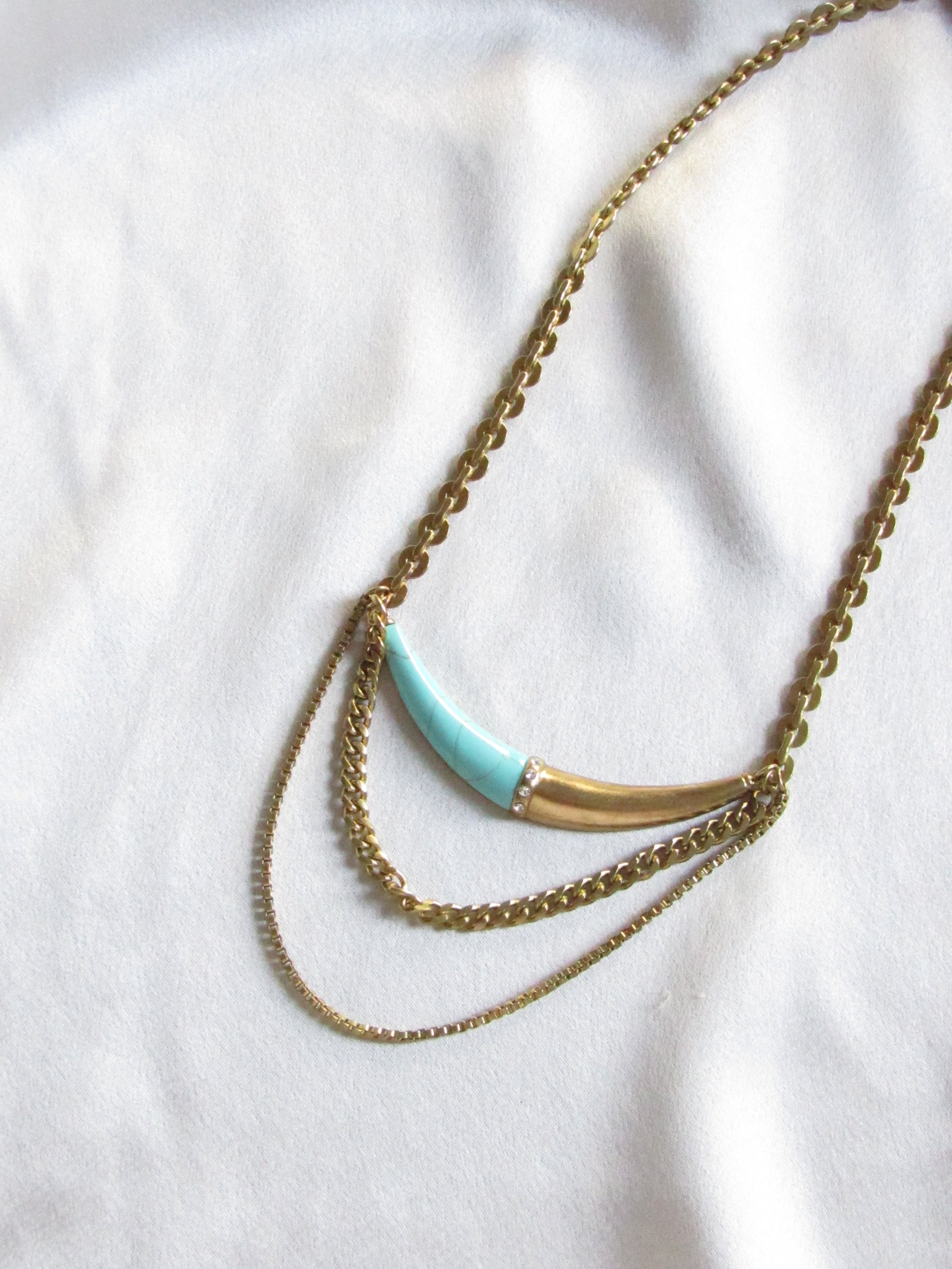 Vintage Turquoise Gold Layering Necklace