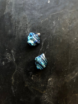 Aqua Blue Shell Mother Of Pearl Gold Plated Statement Earrings