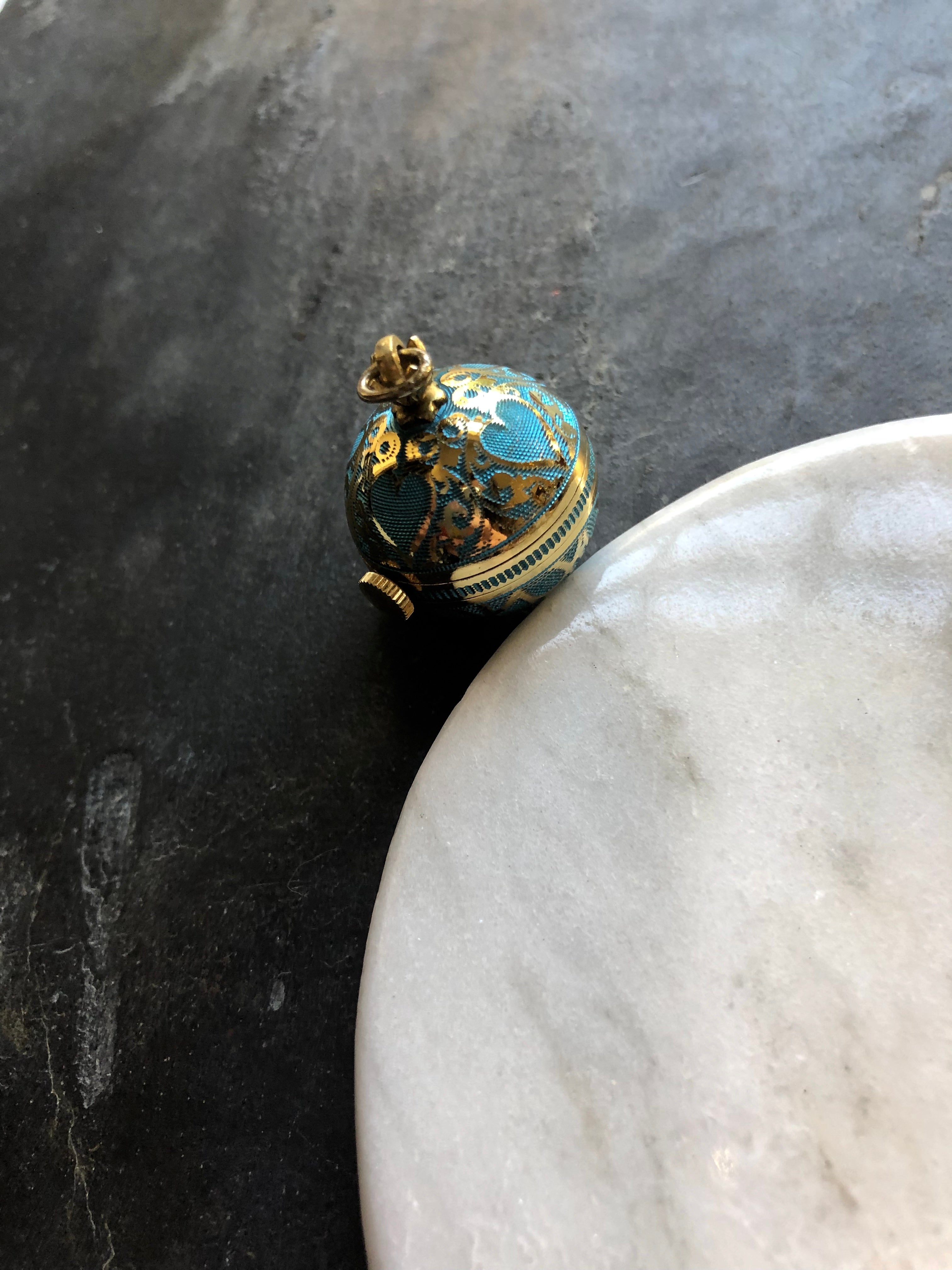 BelArt Sphere Turquoise Blue Heart Gold Pendant Watch