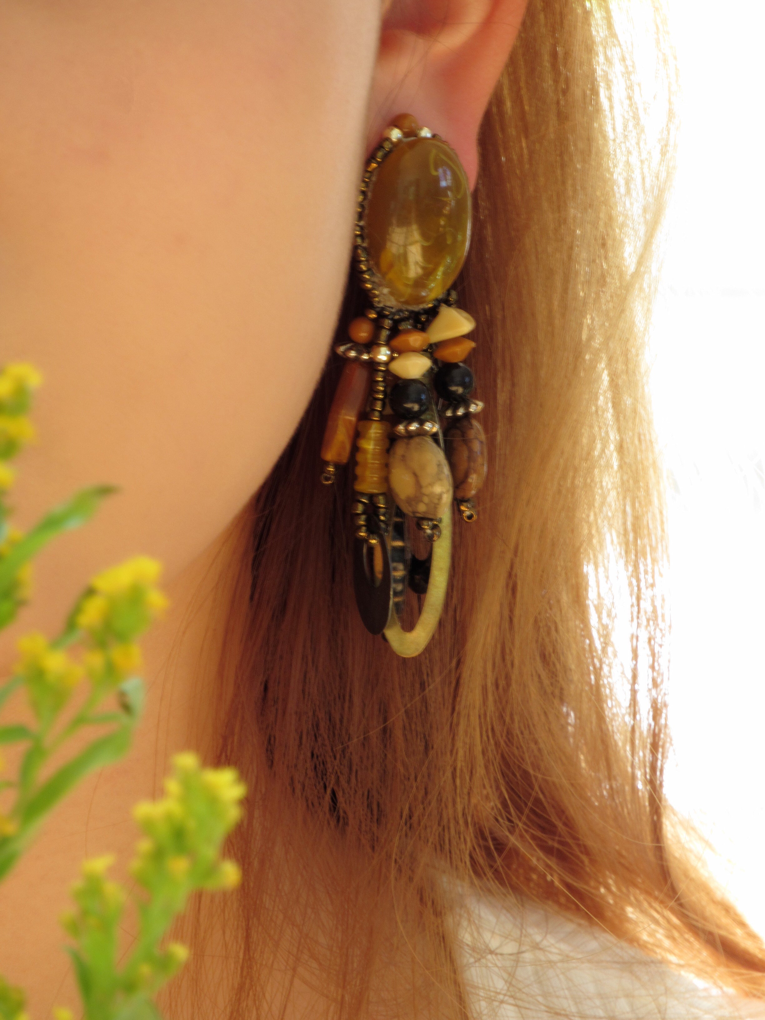 Boho Chic Leather Beads Dangle Earrings