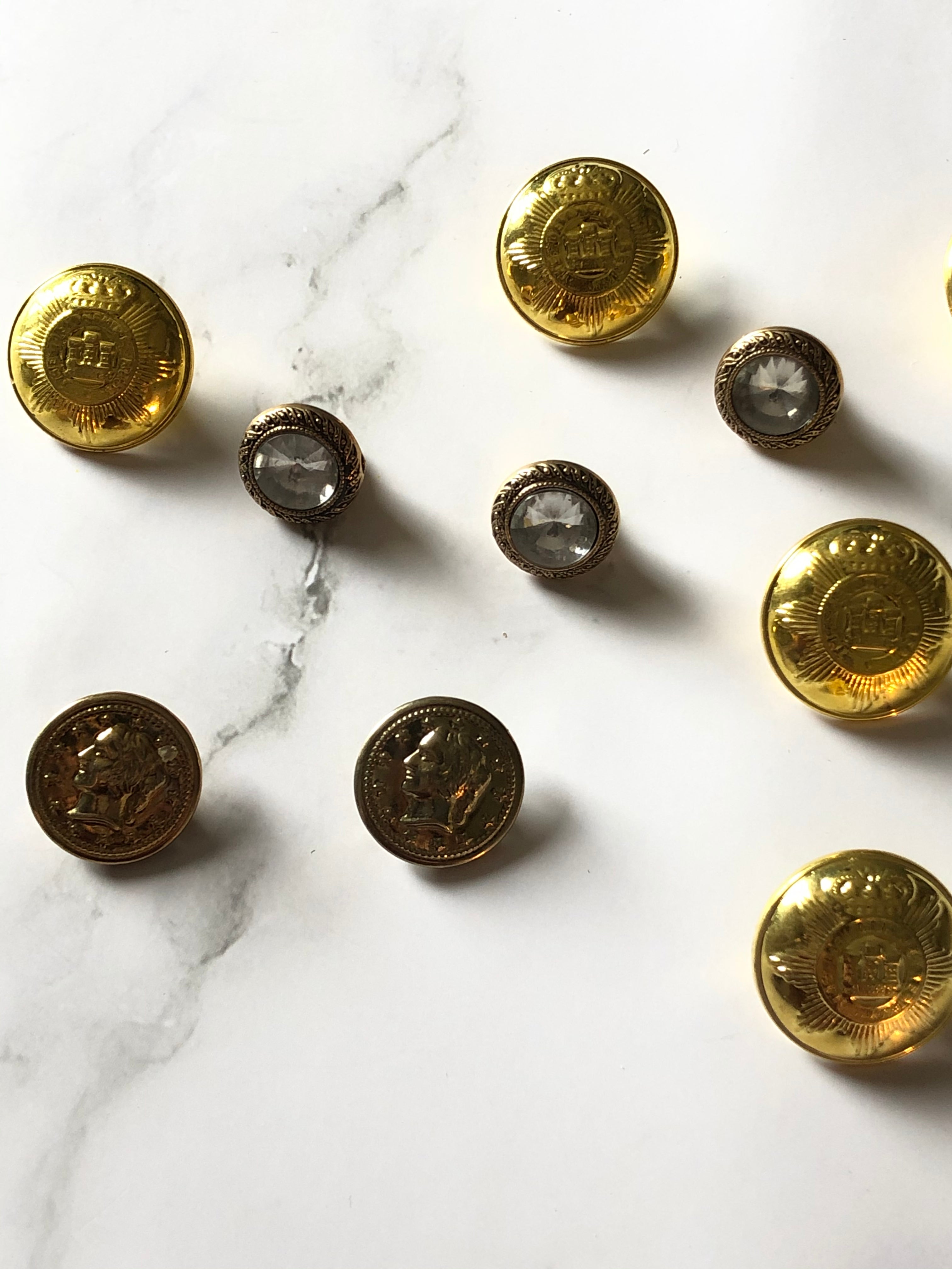 Three Kinds Vintage Metal Button Pack of 10 pcs
