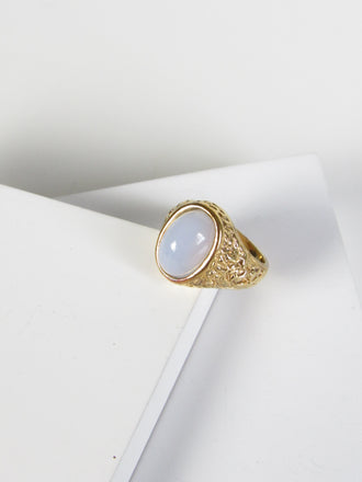 Oval Cabochon Moonstone Gold Vermeil Statement Ring
