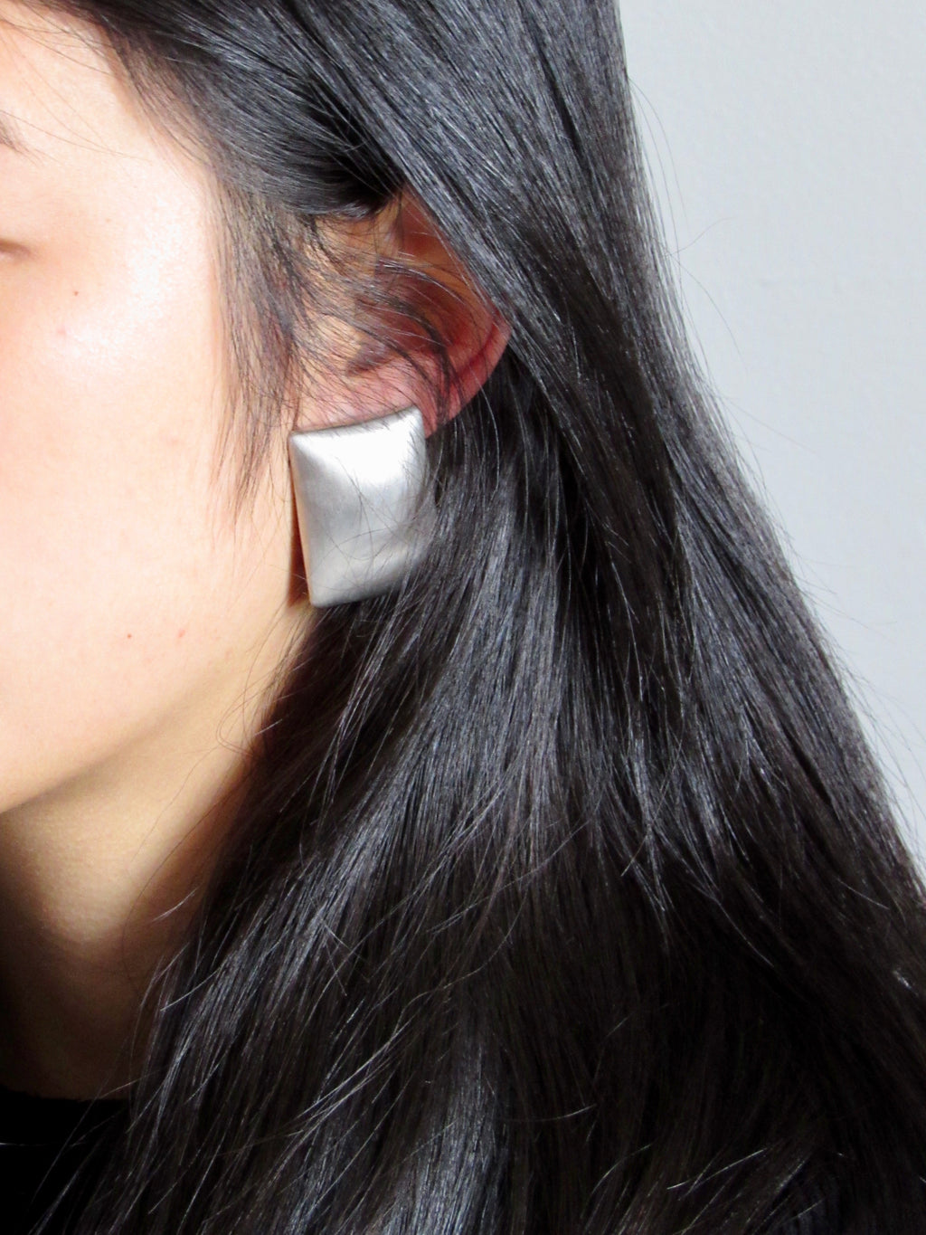 Rectangle Silver Statement Earrings