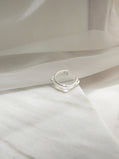 Silver Double band design Square Ring