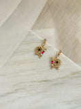 Spinning Wheel Crystals Gold Earrings