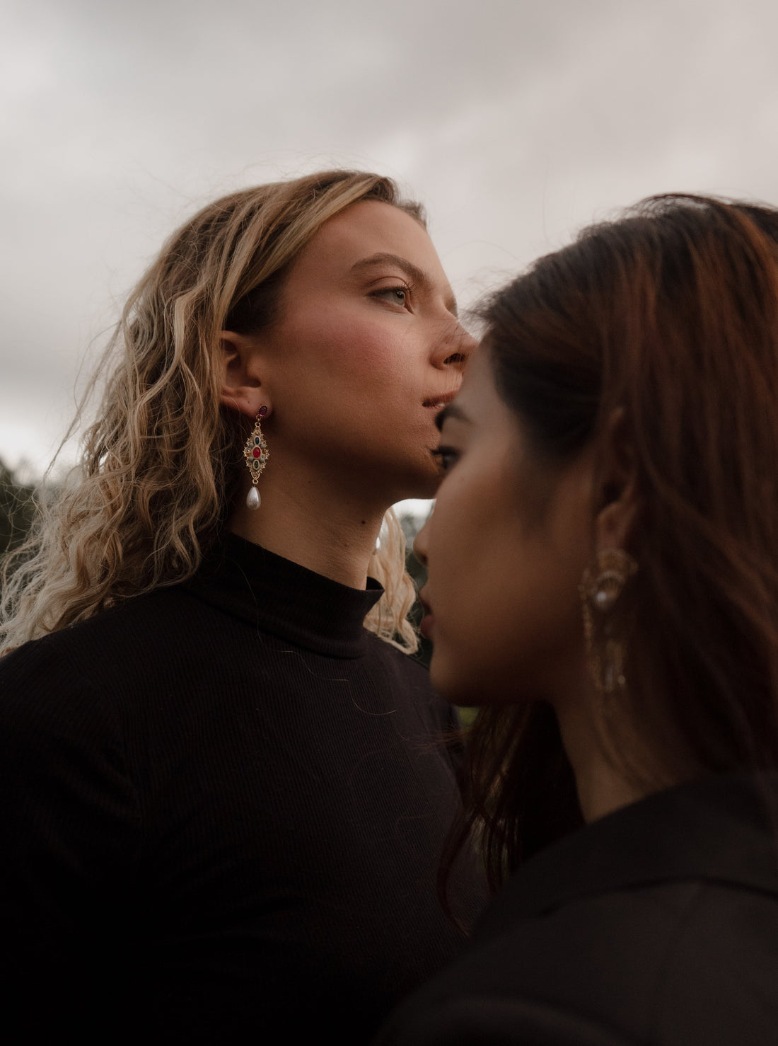 Glory Multicolor Gemstone Pearl Gold Drop Earrings