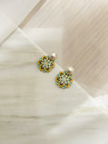 Mandalas Pearl Gold Stud Earrings