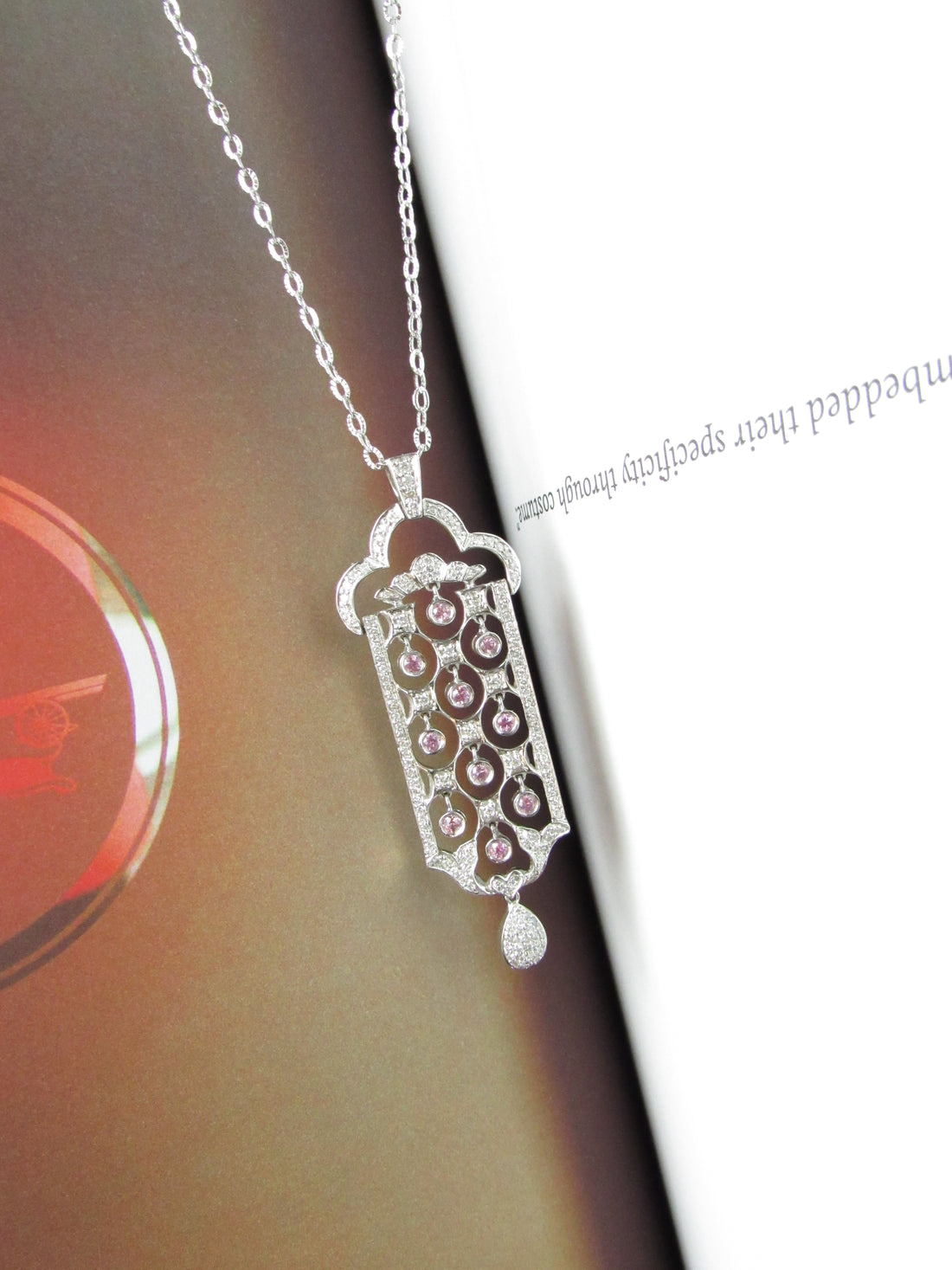 Natural Pink Tourmaline and Earth mined Diamond White Gold Pendant Necklace