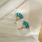 Brisé Fan with Pearl Gold Drop Earrings