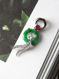 Vintage Jadeite Jade Lucky Donut with Red Ruby and Detachable Phenix Wings Pendant