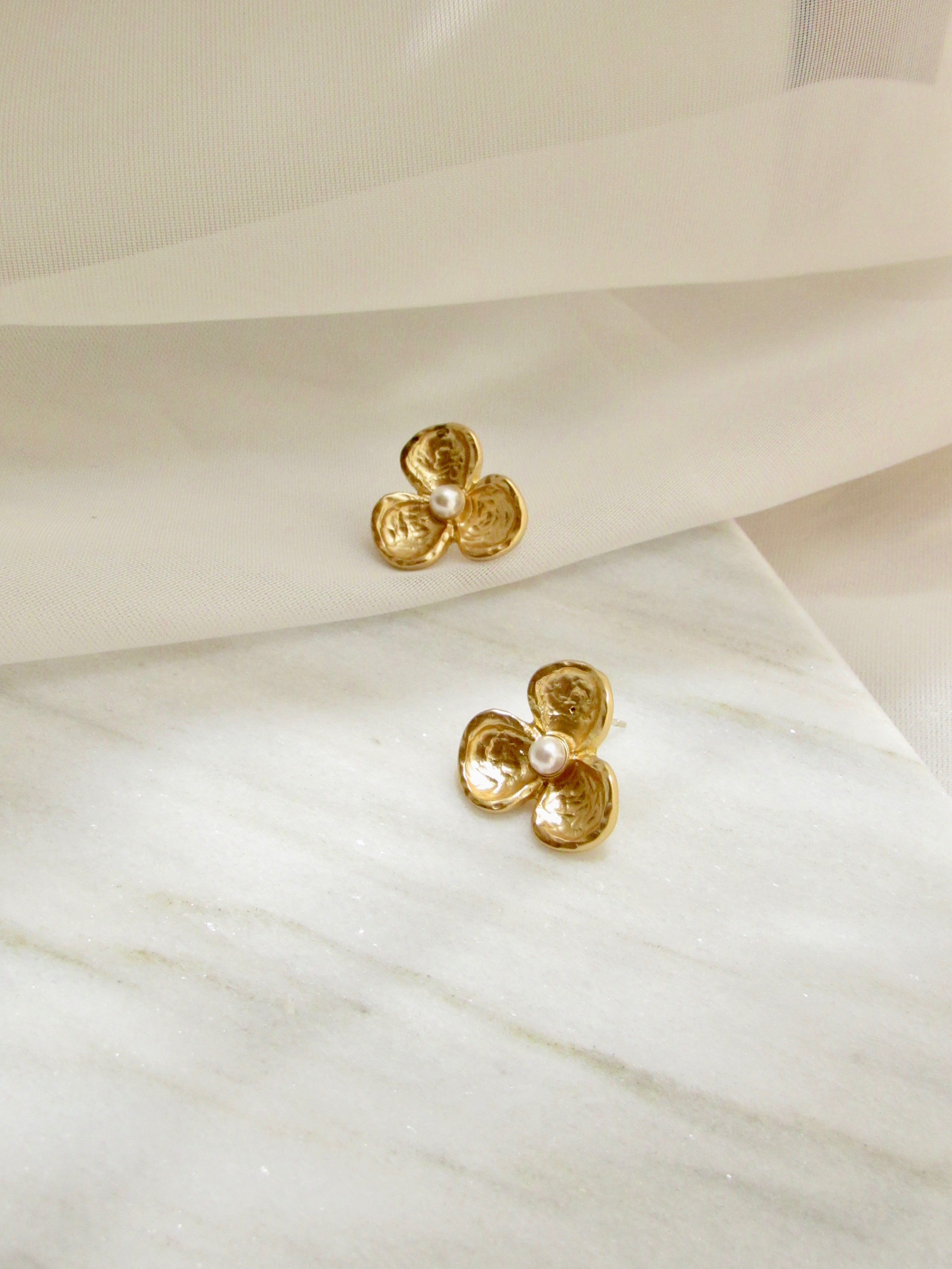 Floral 18k Gold Vermeil Statement Earrings