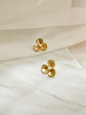 Floral 18k Gold Vermeil Statement Earrings