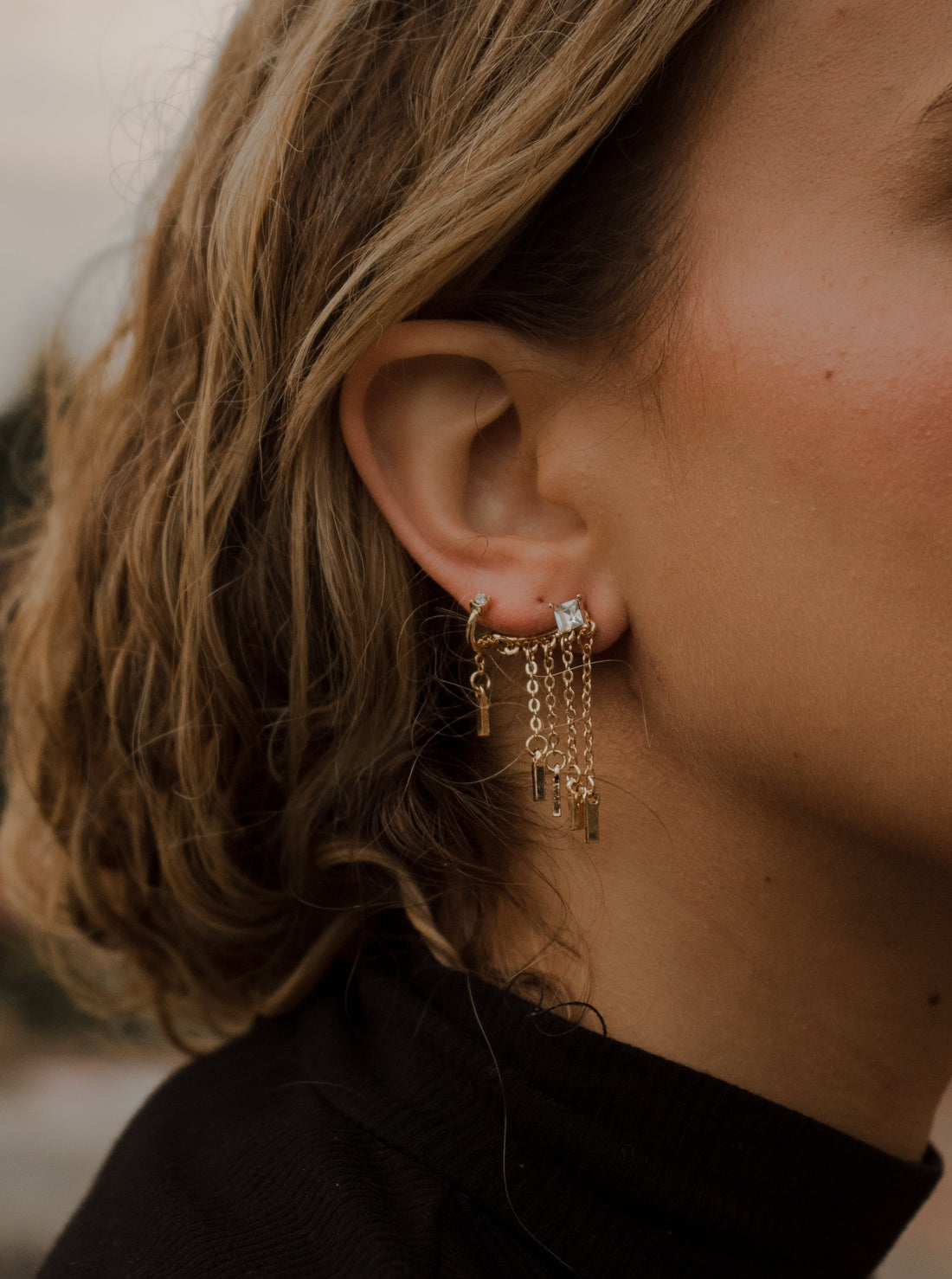 Ear Cuff with Tassel Chain Earrings