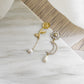 Asymmetric Sunflower & Moon Pearl Gold Dangle Earrings