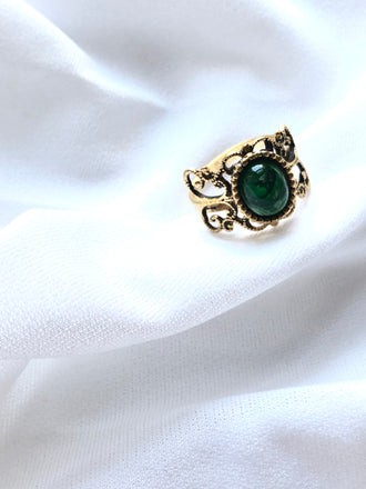 Emmons Victorian Green 14k Gold Plated Ring