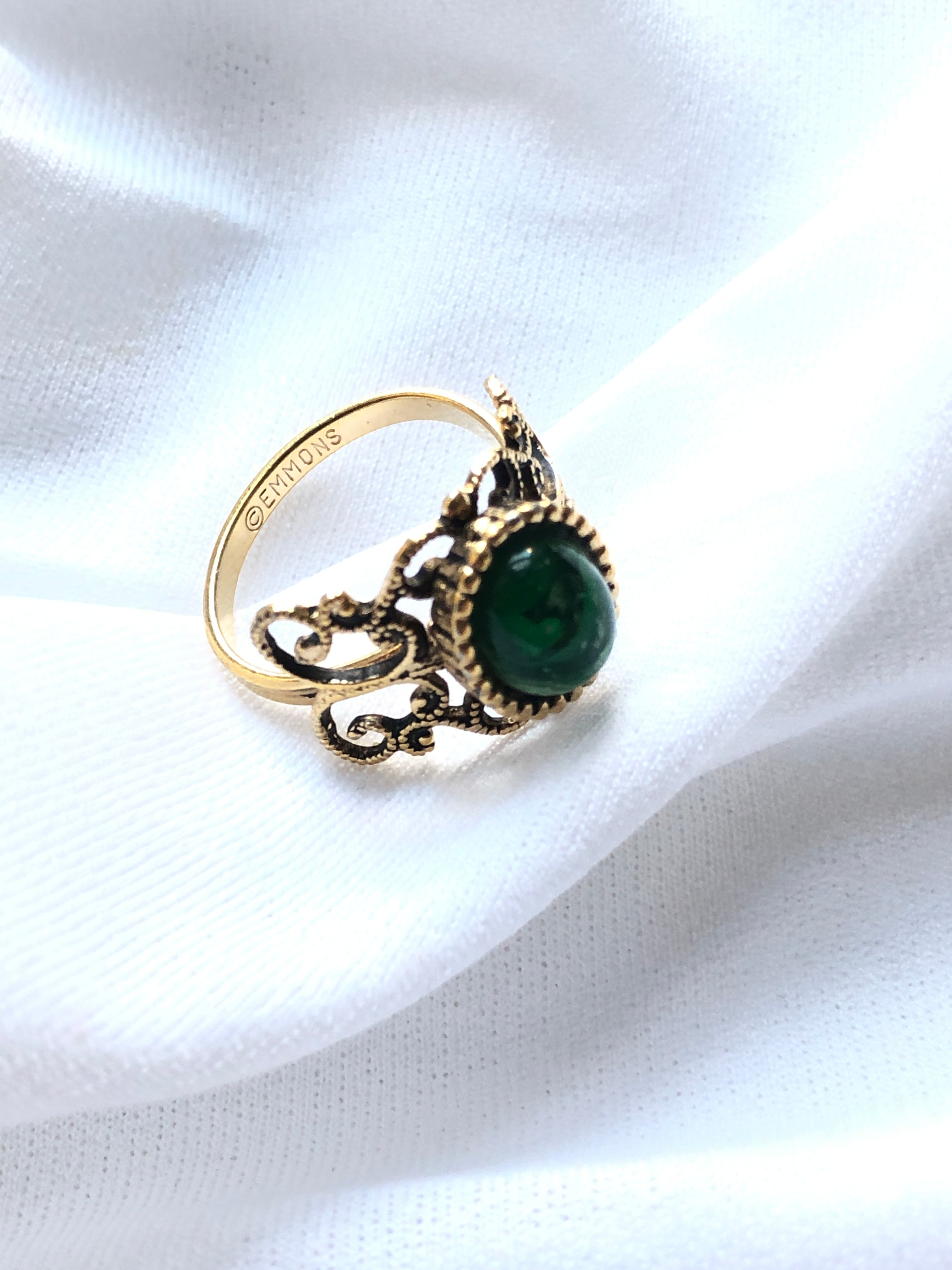 Emmons Victorian Green 14k Gold Plated Ring