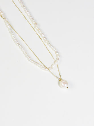 Freshwater Pearl Beads Gold Layer Necklace