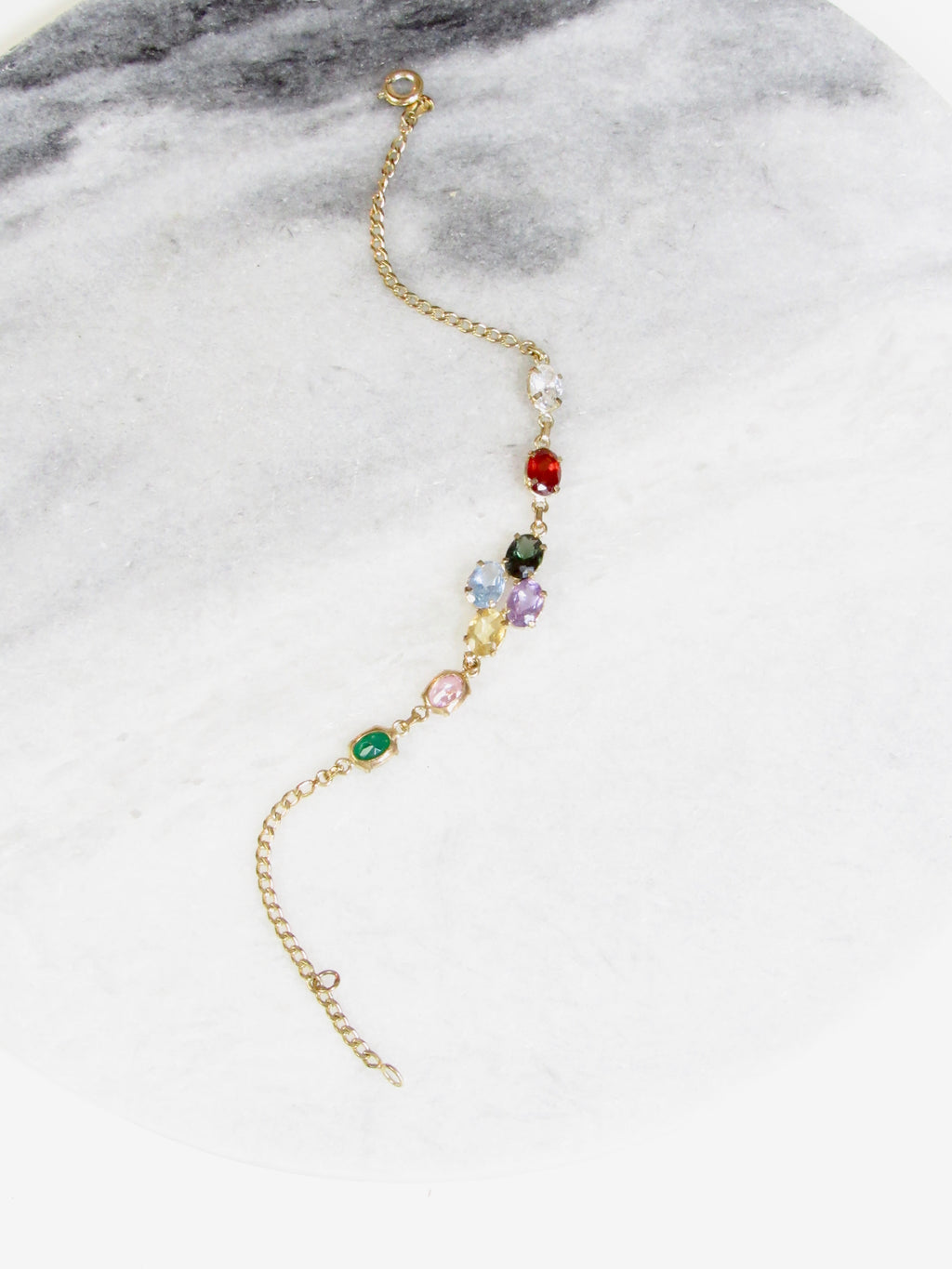Vintage 14k Gold Vermeil Bracelet with Multicolor Crystals
