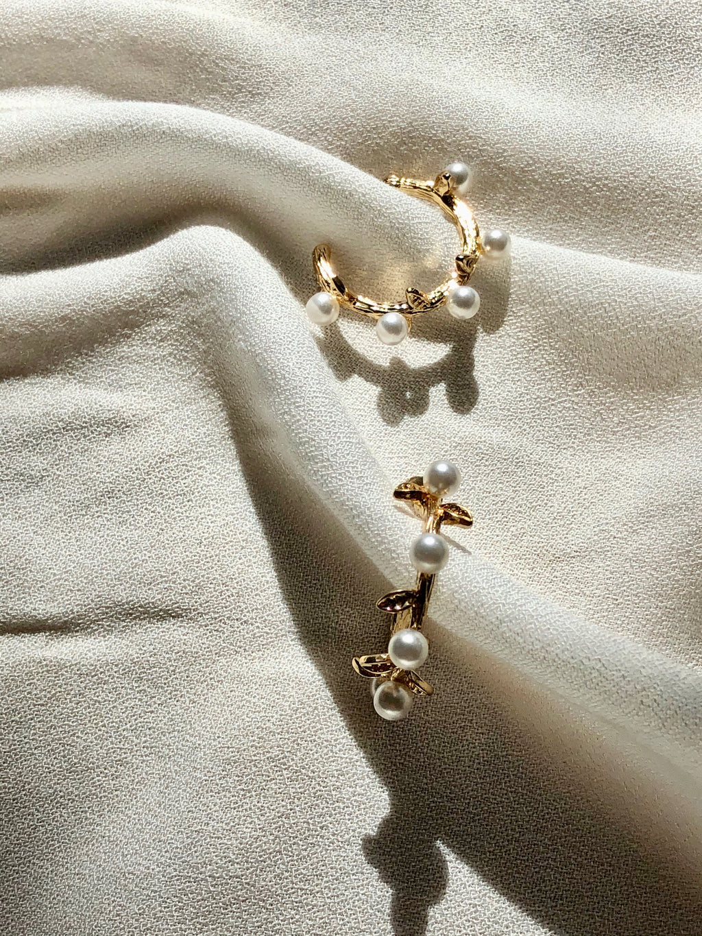 Pearl Wreath Hoop Earrings in Gold