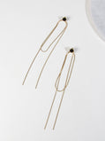 Minimal Black Enamel Dot Drop Earrings Gold