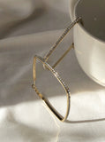 14k Gold Square Hoop Earrings with Crystal