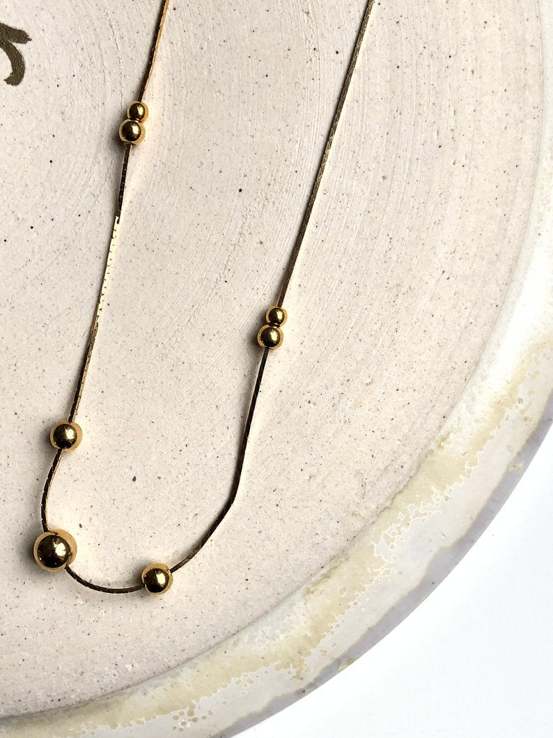 Graduated Bead 18k Gold Plated Necklace