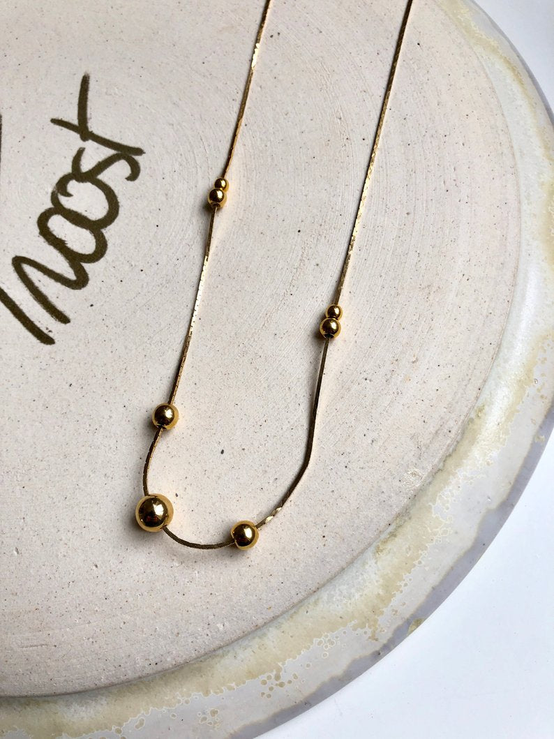 Graduated Bead 18k Gold Plated Necklace