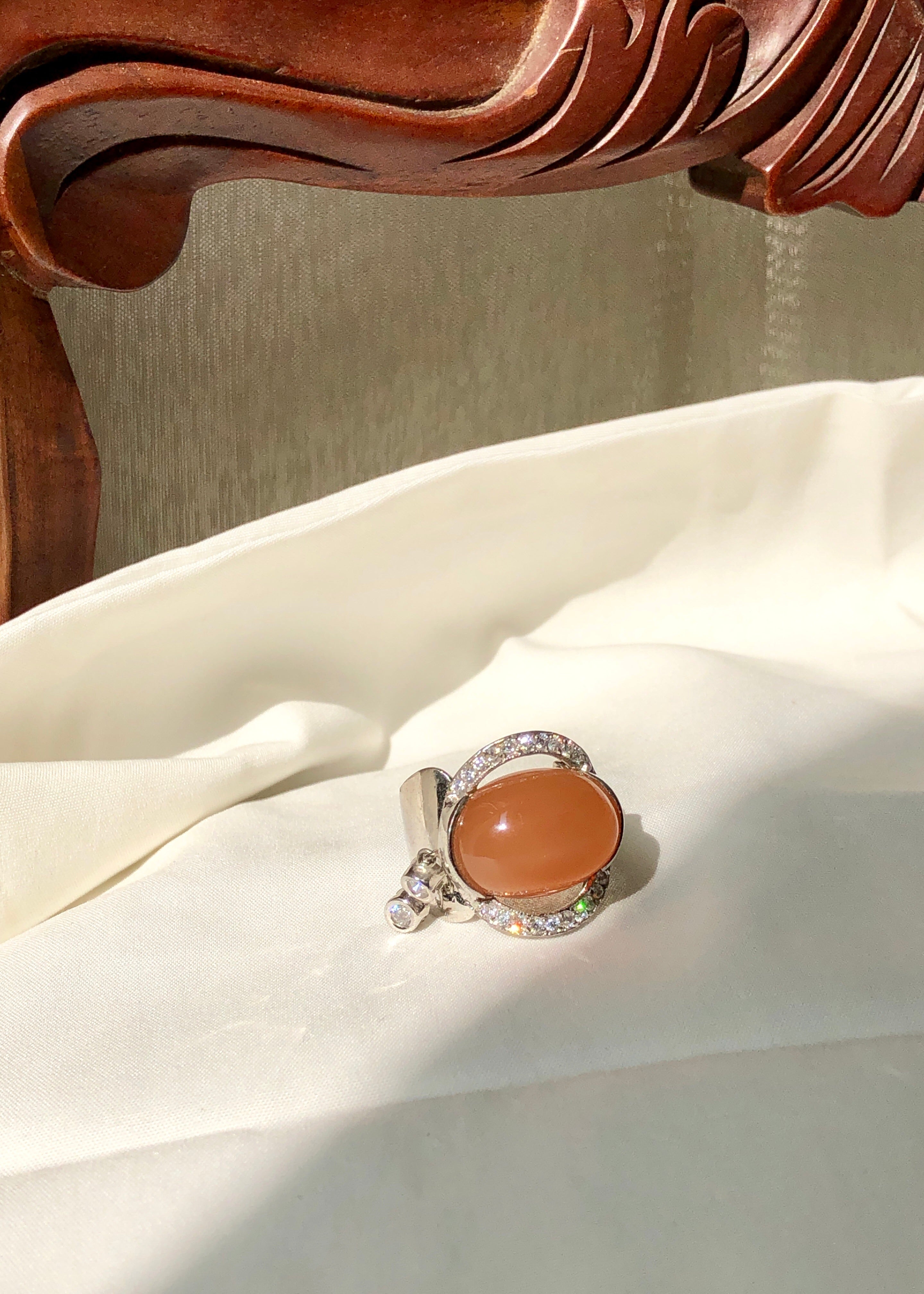 9.5 Carat Marjorie Peach Moonstone Ring