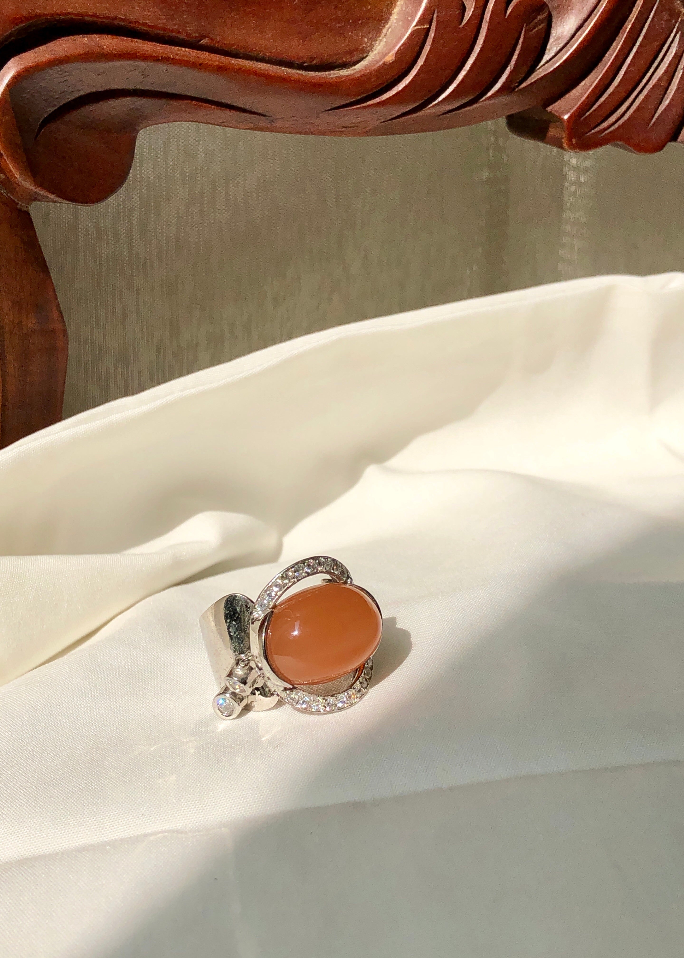 9.5 Carat Marjorie Peach Moonstone Ring