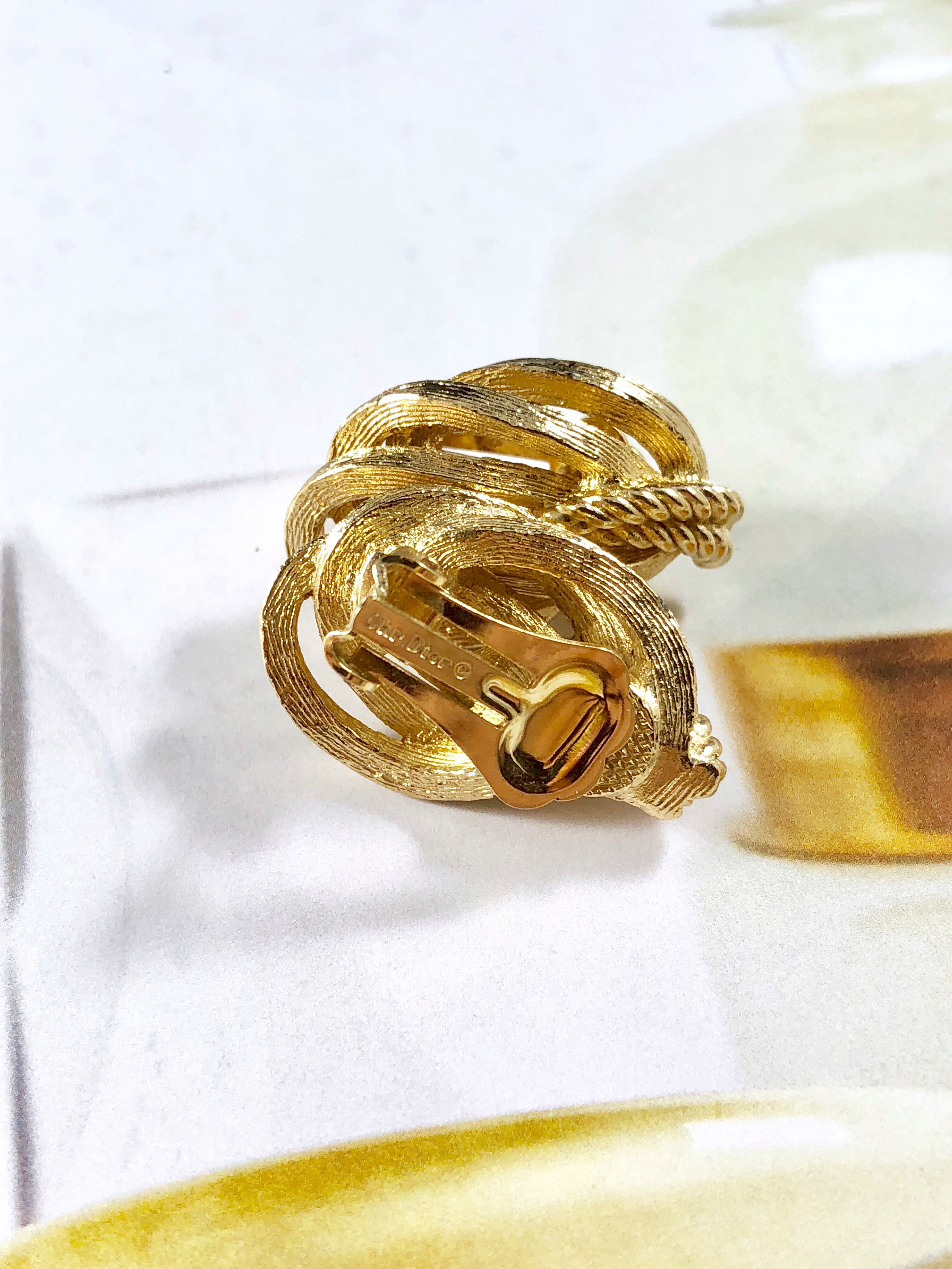 Vintage 70s Christian Dior Gold Loops Earrings