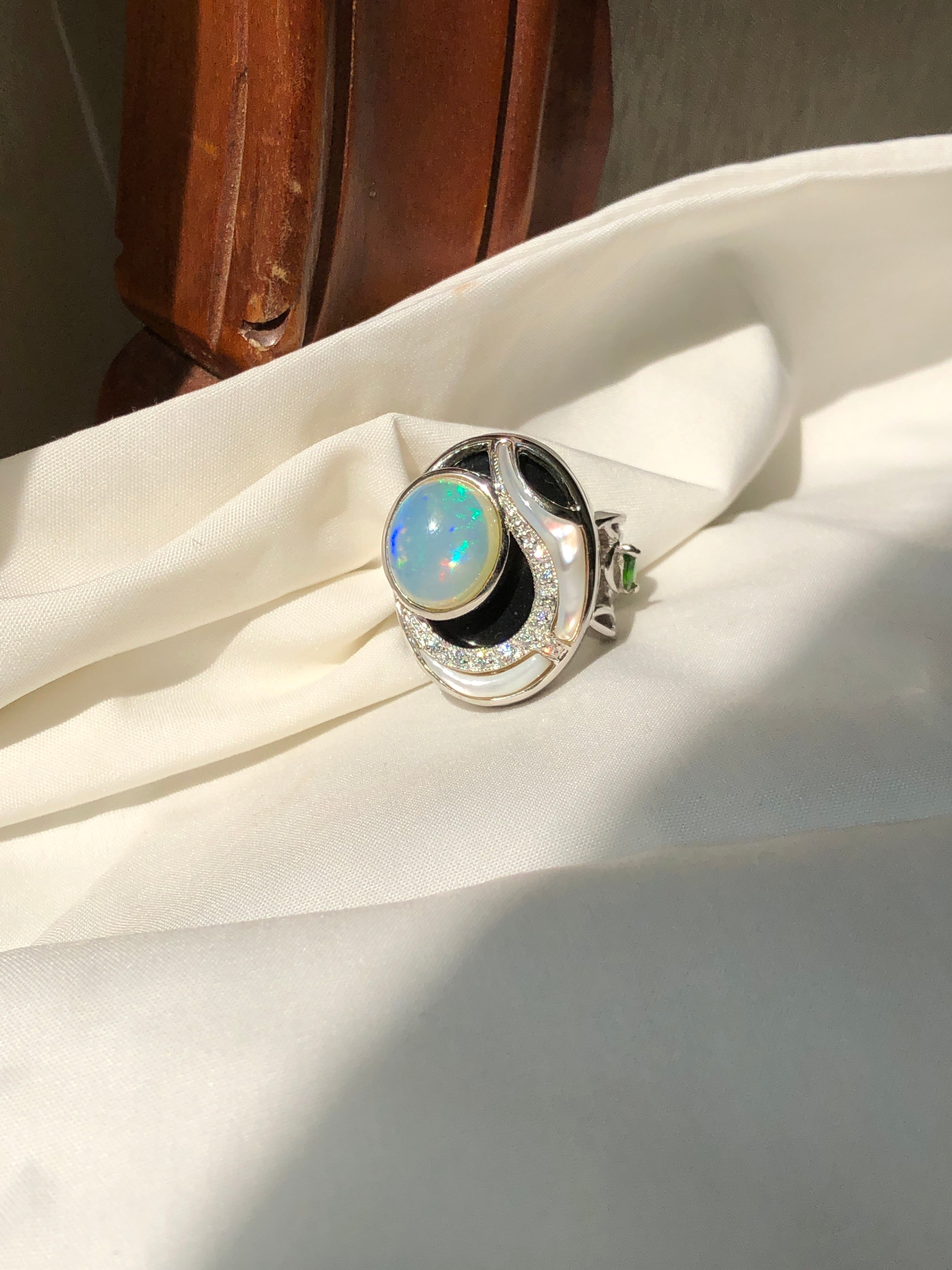 Black Sea Cabochon Opal Ring