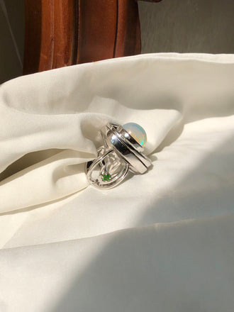 Black Sea Cabochon Opal Ring