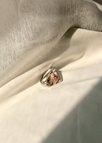 Trillion Peach Morganite Ring