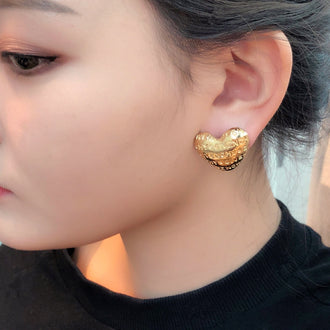 80s Vintage Givenchy Gold Heart Earrings