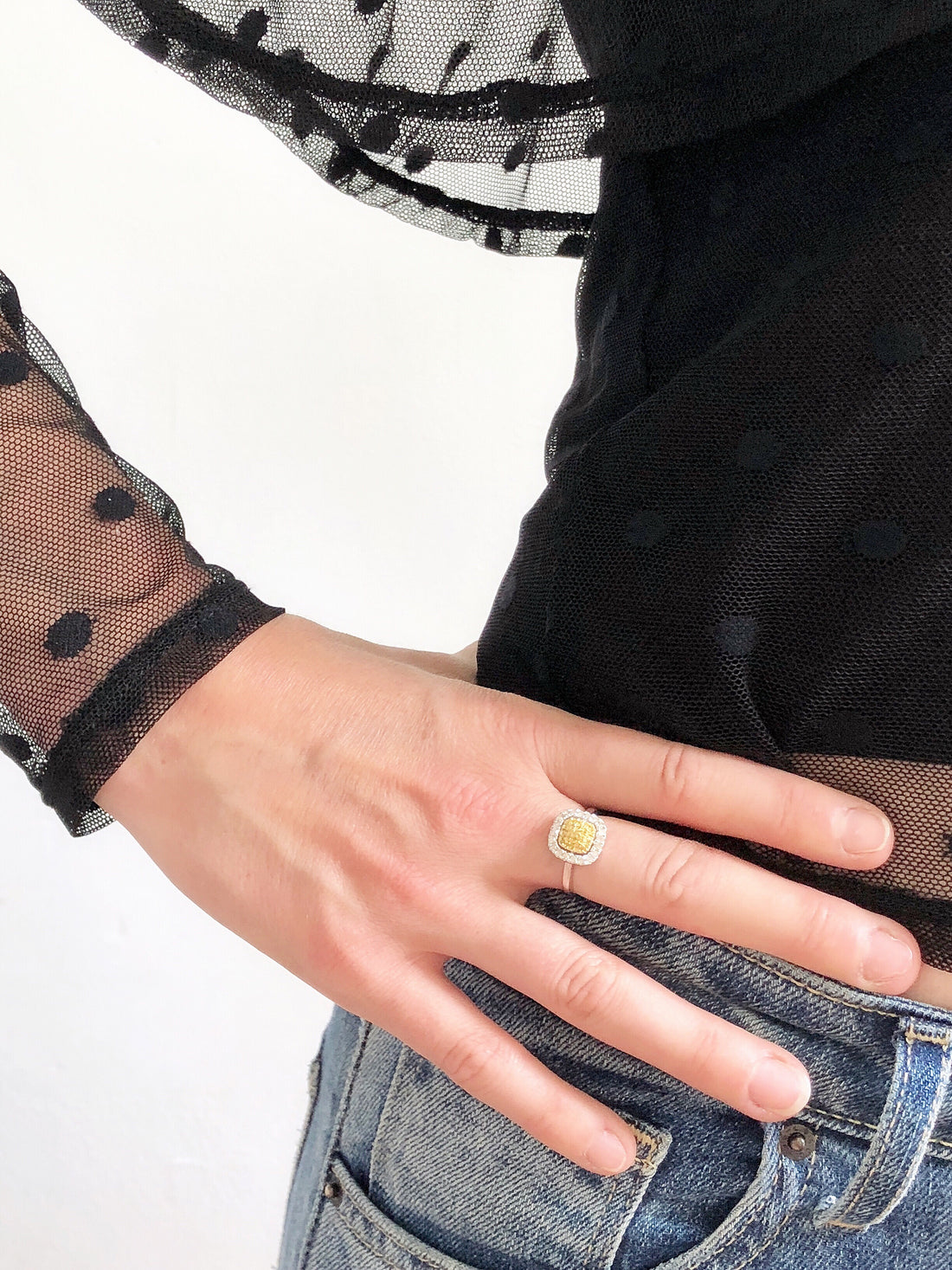 Honeycomb Natural Diamond Ring