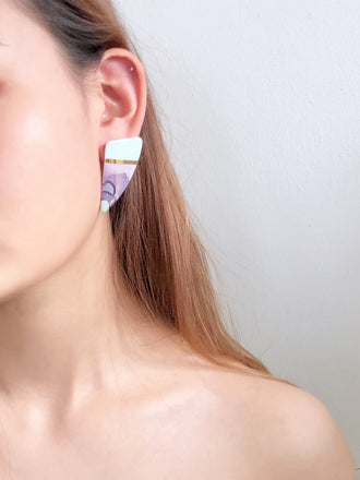 Vintage 80s Abstract Porcelain Earrings